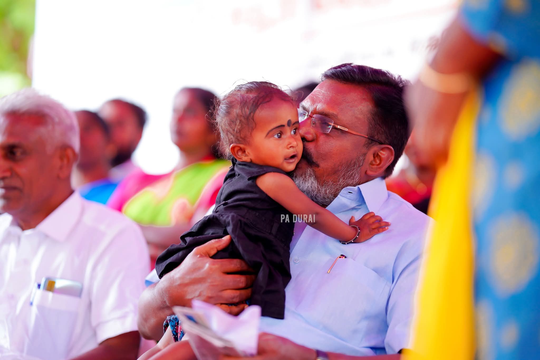 With supporters